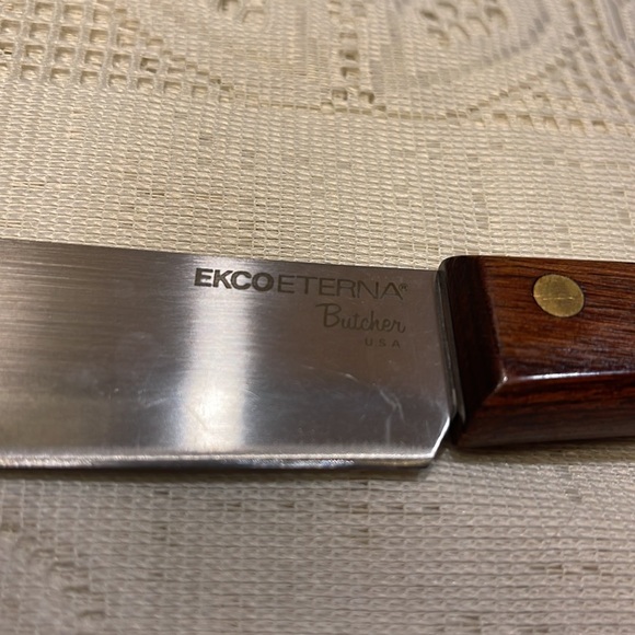 Ekco Eterna Vintage Butcher knife wooden handle straight Sharp Blade EUC - Picture 2 of 5